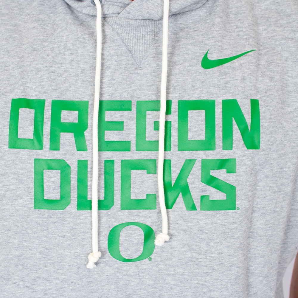 Classic Oregon O, Nike, Grey, Hoodie, Performance/Dri-FIT, Men, Heavy fleece, Sideline, Sleeveless, Pullover, Sweatshirt, 883782